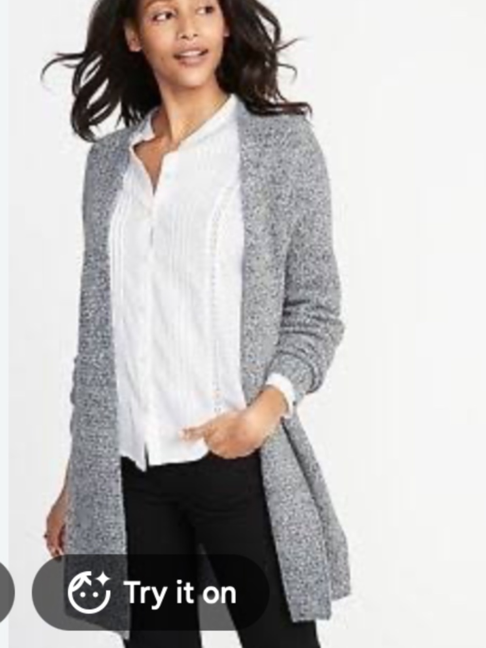 Old Navy Marled Gray Open Front Longline Cardigan Sweater Size Small
